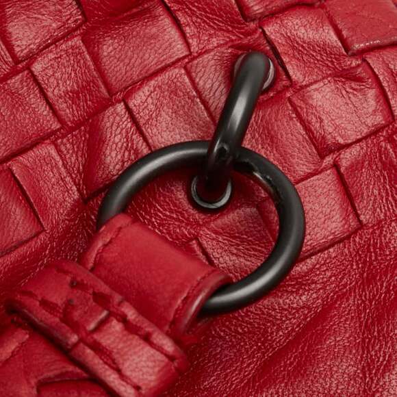 BOTTEGA VENETA Red Leather Intrecciato Tote Bag